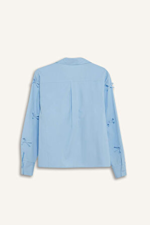Regular Fit Desneli Poplin Uzun Kollu Gömlek Tunik
