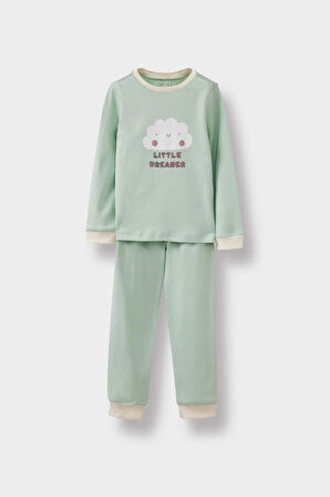 Kız Bebek 4'lü Pijama Takımı Baskılı Uzun Kollu Üst Uzun Alt
