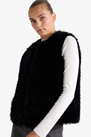 Regular Fit Suni Kürk Yelek