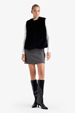 Regular Fit Suni Kürk Yelek