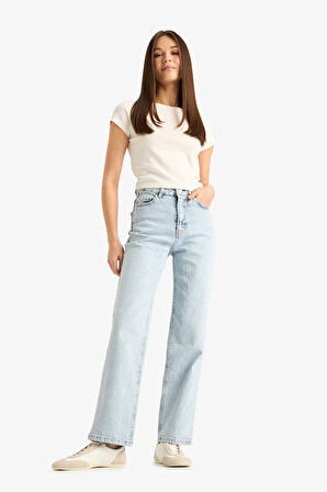 Comfort Straight Yüksek Bel Bilek Boy Jean Yıkamalı Pantolon
