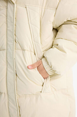 Kız Çocuk Su Geçirmez Kapüşonlu Parka