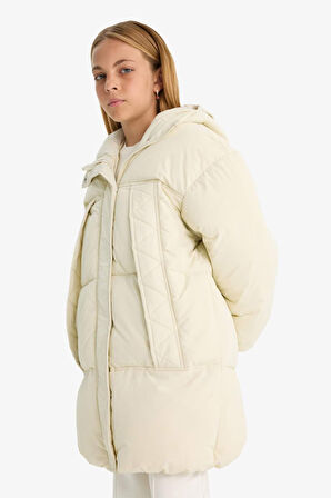 Kız Çocuk Su Geçirmez Kapüşonlu Parka