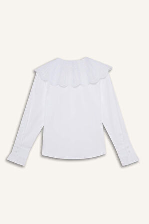 Regular Fit Geniş Yakalı Poplin Uzun Kollu Gömlek Tunik