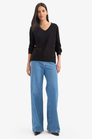 DeFacto Relax Fit Yumuşak Dokulu V Yaka Basic Triko Kazak C4024AX25WNBK27