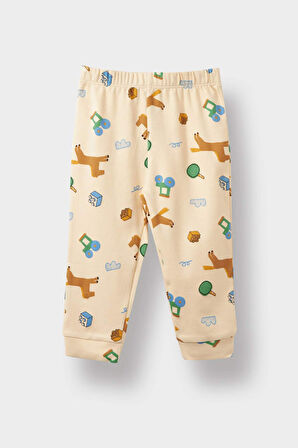 Erkek Bebek Pijama Takımı Desenli Uzun Kollu Üst Uzun Alt