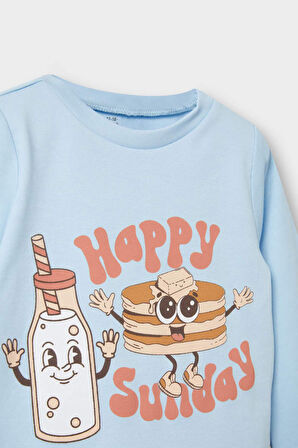 Erkek Bebek Pijama Takımı Baskılı Uzun Kollu Üst Uzun Alt
