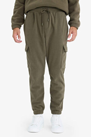 Regular Fit Beli Bağcıklı Kargo Cepli Polar Eşofman Altı