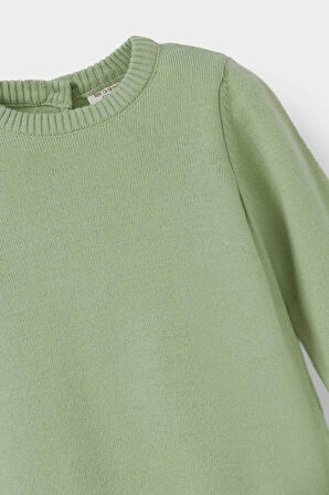 Kız Bebek Bisiklet Yaka Triko Kazak