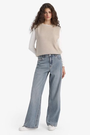 DeFacto Oversize Geniş Kalıp Bisiklet Yaka Triko Süveter S0375AZ25WNBG644