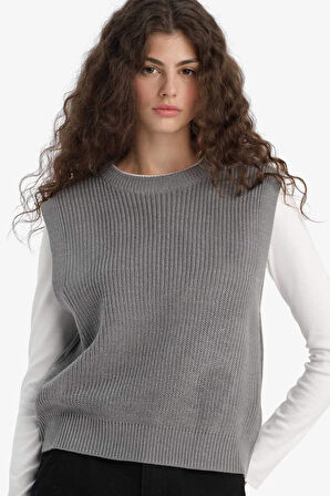 Oversize Geniş Kalıp Bisiklet Yaka Yelek