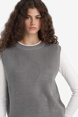 Oversize Geniş Kalıp Bisiklet Yaka Yelek