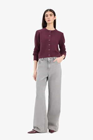 Regular Fit Bisiklet Yaka Basic Düz Düğmeli Soft Touch Yumuşak Triko Hırka