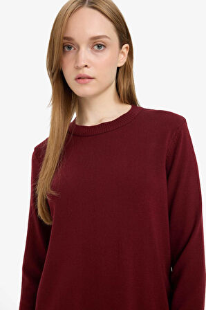 DeFacto Regular Fit Bisiklet Yaka Yırtmaçlı Basic Düz Uzun Kollu Tunik H3431AZ25WNBR115