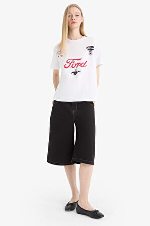 DeFacto Coool Ford Motor Company Oversize Geniş Kalıp Sırt Baskılı Kısa Kollu Tişört F2399AX25SMWT36