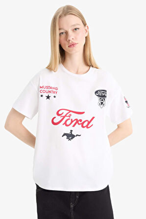 DeFacto Coool Ford Motor Company Oversize Geniş Kalıp Sırt Baskılı Kısa Kollu Tişört F2399AX25SMWT36