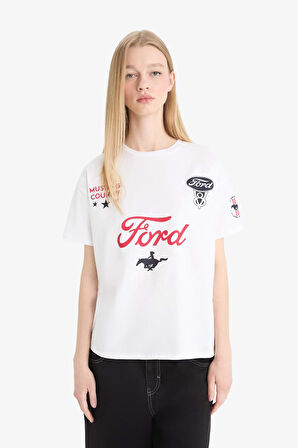 DeFacto Coool Ford Motor Company Oversize Geniş Kalıp Sırt Baskılı Kısa Kollu Tişört F2399AX25SMWT36