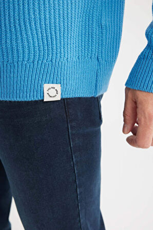 DeFacto Oversize Geniş Kalıp Bisiklet Yaka Triko Kazak B9718AX24WNBE770