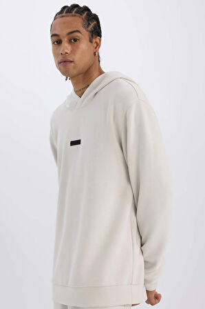DeFactoFit Standart Fit Kapüşonlu Skuba Dalgıç Kumaş Sporcu Sweatshirt D7364AX25SPBG721