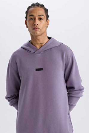 DeFactoFit Standart Fit Kapüşonlu Skuba Dalgıç Kumaş Sporcu Sweatshirt D7364AX25SPPR506
