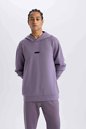 DeFactoFit Standart Fit Kapüşonlu Skuba Dalgıç Kumaş Sporcu Sweatshirt D7364AX25SPPR506