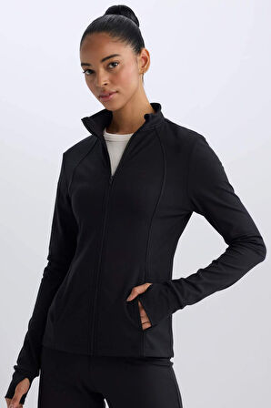 DeFactoFit Slim Fit Dar Kesim Fermuarlı Hırka D1680AX25SPBK81