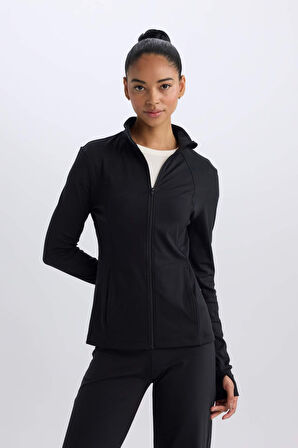 DeFactoFit Slim Fit Dar Kesim Fermuarlı Hırka D1680AX25SPBK81