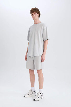 %100 Pamuk Regular Fit Waffle Şort