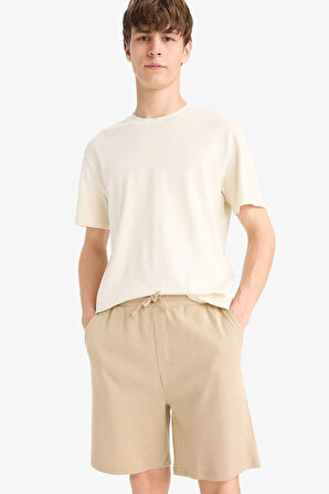 %100 Pamuk Regular Fit Waffle Şort