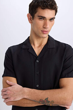 Modern Fit Yazlık Polo Yaka Basic Düz Kısa Kollu Gömlek