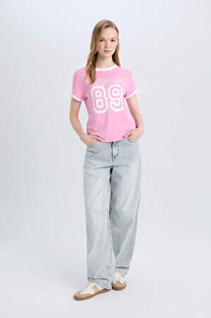 DeFacto Coool Regular Fit Bisiklet Yaka Baskılı Ribana Kısa Kollu Tişört E0675AX25SMPN450