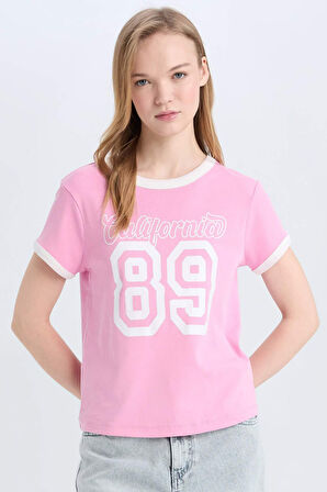 DeFacto Coool Regular Fit Bisiklet Yaka Baskılı Ribana Kısa Kollu Tişört E0675AX25SMPN450