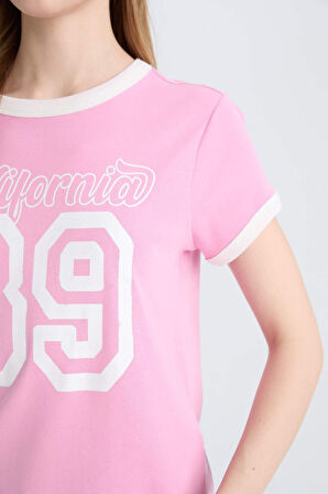 DeFacto Coool Regular Fit Bisiklet Yaka Baskılı Ribana Kısa Kollu Tişört E0675AX25SMPN450