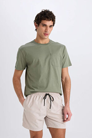 Regular Fit Kısa Boy Yumuşak Tuşeli Deniz Şortu