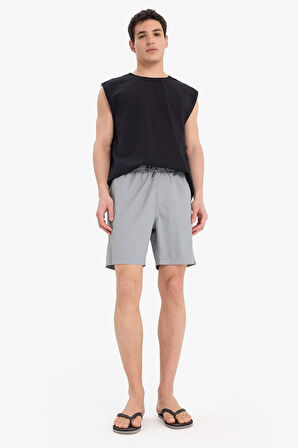 Regular Fit File Astarlı Kısa Boy Deniz Şortu