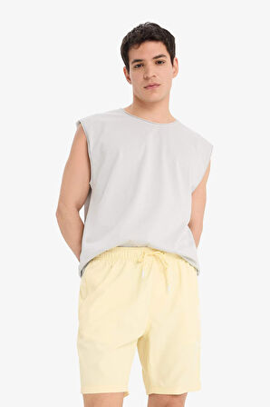 Regular Fit File Astarlı Kısa Boy Deniz Şortu