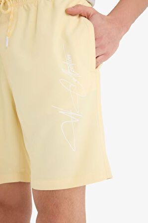 Regular Fit File Astarlı Kısa Boy Deniz Şortu