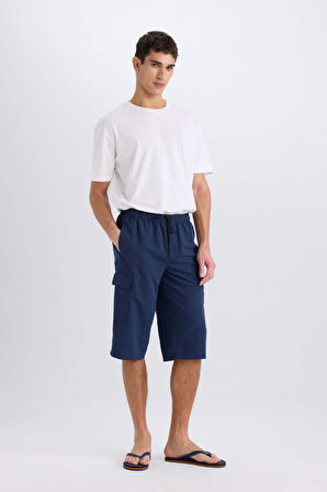 Long  Fit File Astarlı Uzun Boy Deniz Şortu