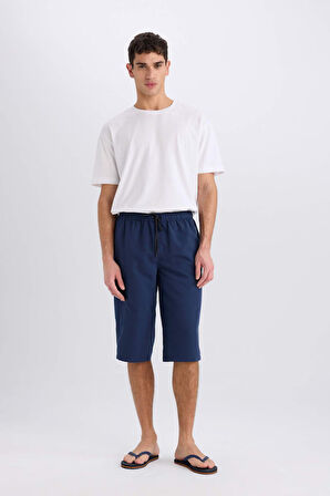 Long  Fit File Astarlı Uzun Boy Deniz Şortu