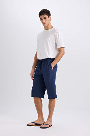 Long  Fit File Astarlı Uzun Boy Deniz Şortu