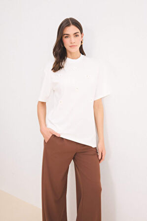 DeFacto Relax Fit Bisiklet Yaka Basic Düz Kısa Kollu Tesettür Tişört Tunik E1948AX25SPER105