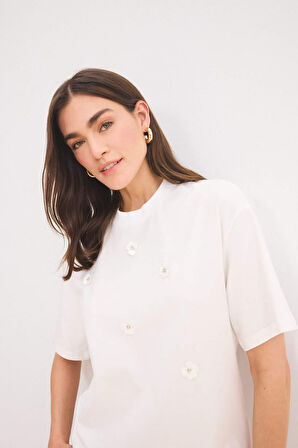 DeFacto Relax Fit Bisiklet Yaka Basic Düz Kısa Kollu Tesettür Tişört Tunik E1948AX25SPER105