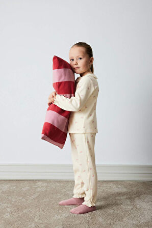 Kız Bebek Pijama Takımı Gökkuşağı Baskılı Uzun Kollu Üst Beli Lastikli Uzun Alt