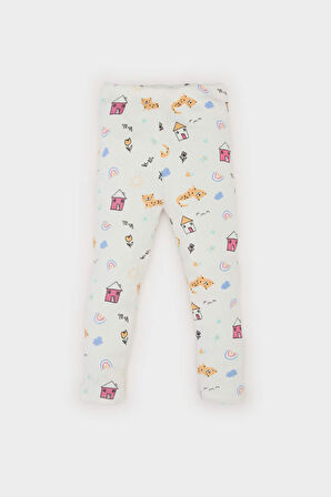 Kız Bebek Pijama Takımı Desenli Kısa Kollu Fitilli Kaşkorse Üst Beli Lastikli Uzun Alt