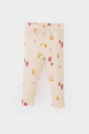 Kız Bebek Pijama Takımı Meyve Baskılı Kısa Kollu Fitilli Kaşkorse Kısa Kollu Üst Beli Lastikli Uzun Alt