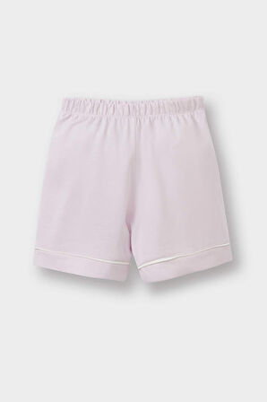 DeFacto Kız Bebek Pijama Takımı Kısa Kollu Penye Pijama Üstü Esnek Belli Şort E1548A525HSPN425