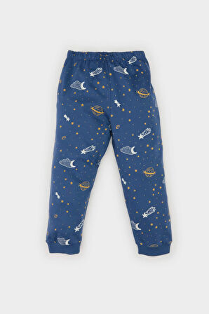 Erkek Bebek Pijama Takımı Desenli Kısa Kollu Penye Üst Beli Lastikli Uzun Alt