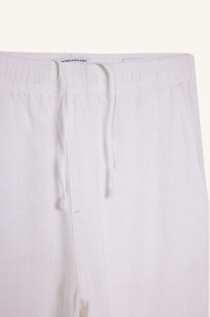 Relax Fit Rahat Kesim Dar Paça Keten Karışımlı Yazlık Pantolon