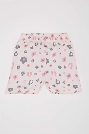 DeFacto Kız Bebek Pijama Takımı Kısa Kollu Penye Üst Esnek Belli Şort E1549A525HSAR151