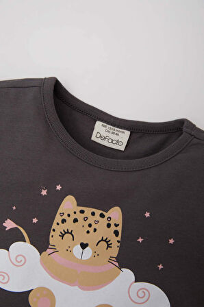 DeFacto Kız Bebek Pijama Takımı Kısa Kollu Penye Üst Esnek Belli Şort E1549A525HSAR151